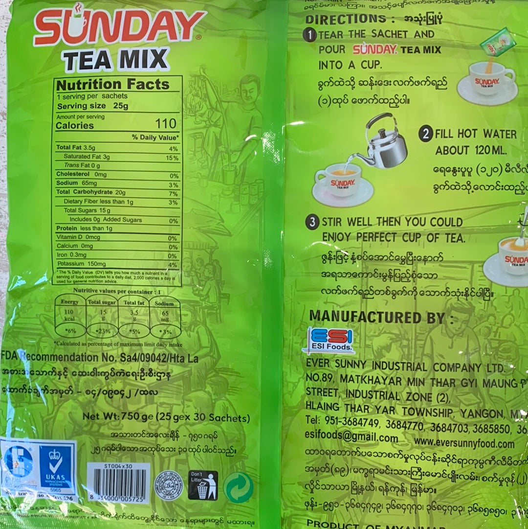 SUNDAY Tea Mix ဆိုင်ဖျော် (30 sachets)