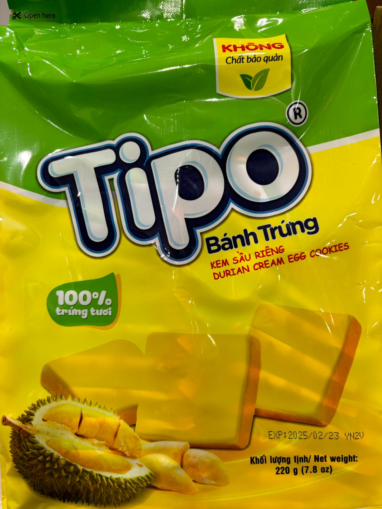 TIPO Durian Cream Egg Cookies (220g)