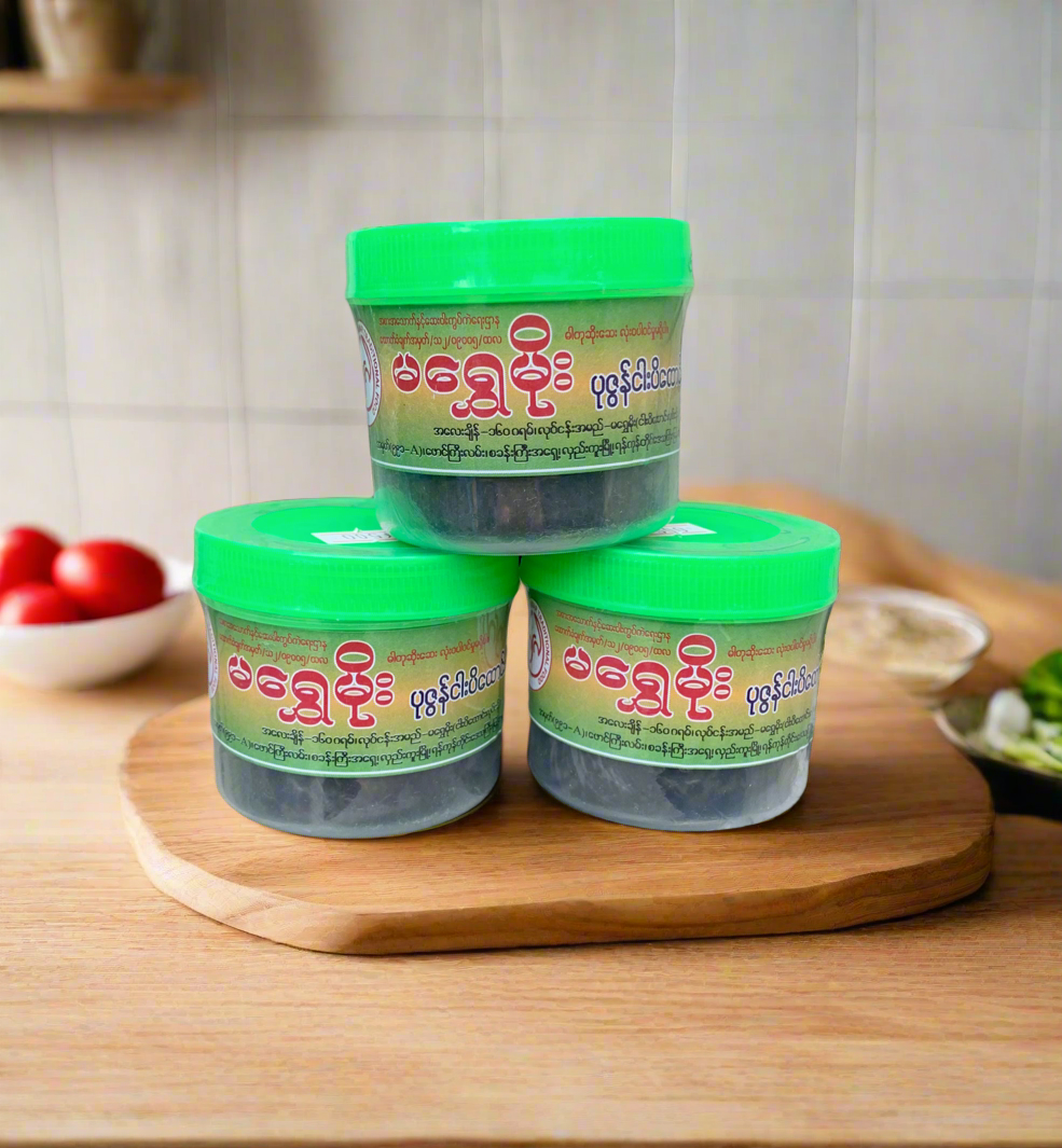 မရွှေမိုး ပုဇွန်ငါးပိထောင်း 160g (အစိမ်းရောင်)