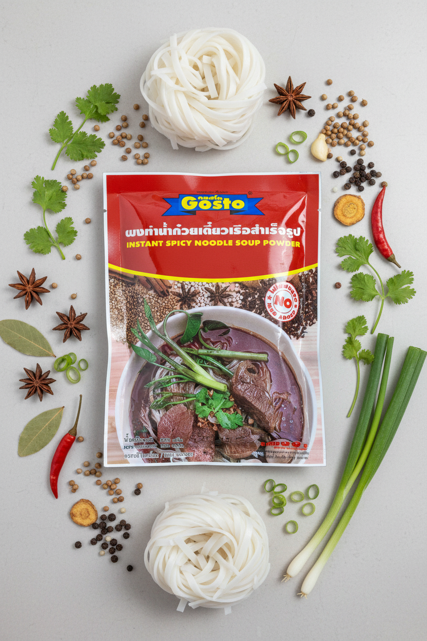 Gosto Instant Spicy Noodle Soup Powder ကွေ့တီယိုအမှုန့်