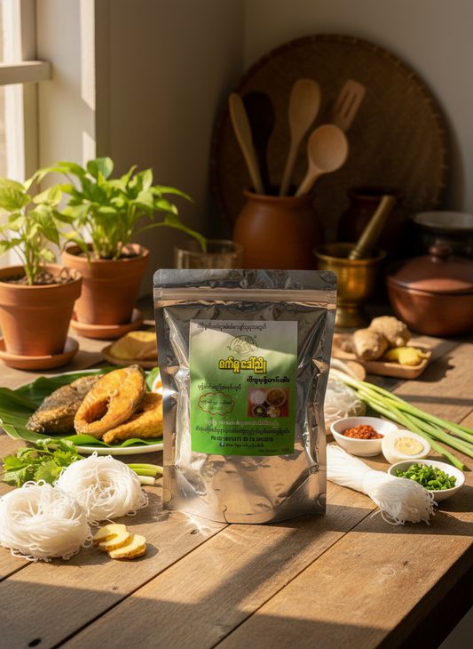 စက်မှုဒေါ်ညို ငါးခူမုန့်ဟင်းခါး ဟင်းရည်အနှစ်ထုပ်