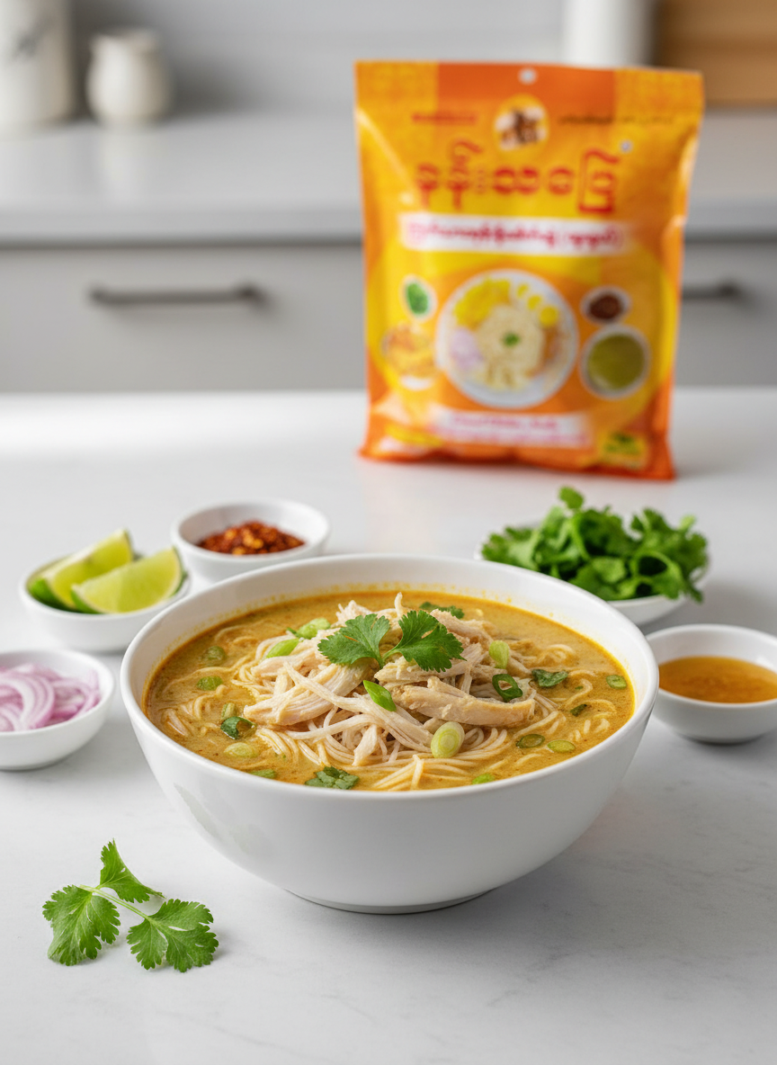 နန်းသပြေ ကြက်သားအုန်းနို့ခေါက်ဆွဲ