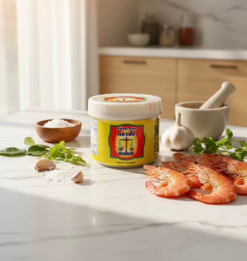 ချိန်ခွင်တံဆိပ် မျှင်ငါးပိအစိမ်း (185g) ဘူးသေး