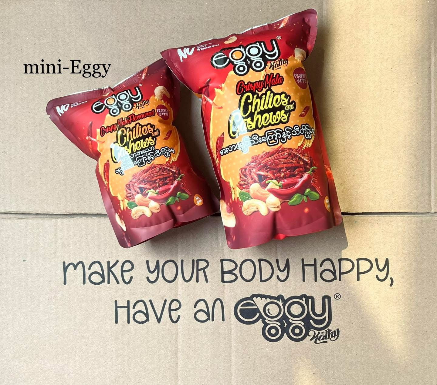eggy မာလာငရုပ်သီးကြော်နှင့်သီဟိုဠ်စေ့ (150g)