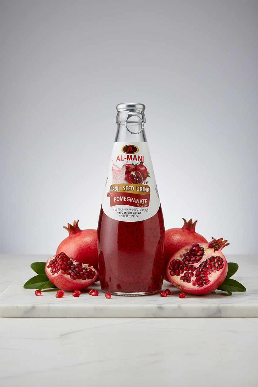 AlMani Basil Seed Drink Pomegranate Flavor
