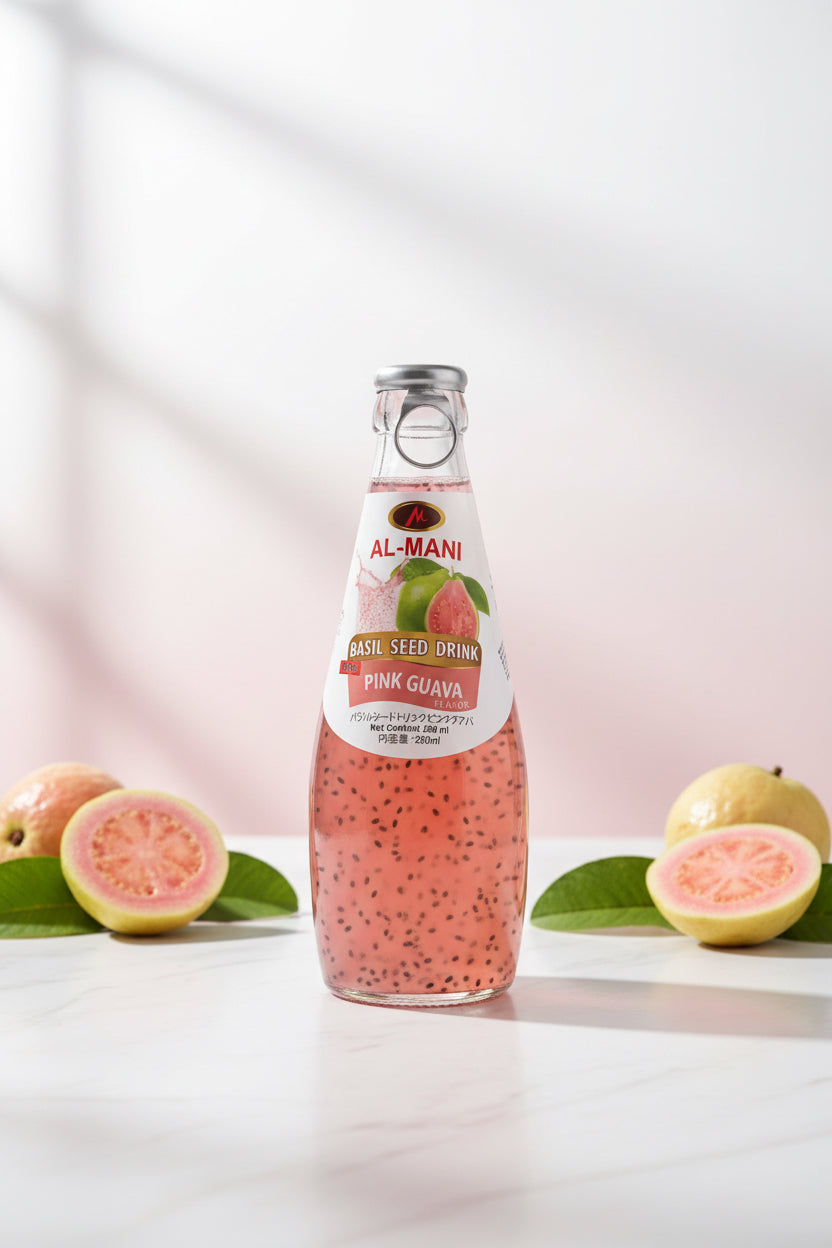 AlMani Basil Seed Drink Pink Guava Flavor